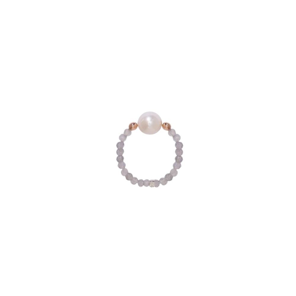 Anello Elastica Perle E Labradorite