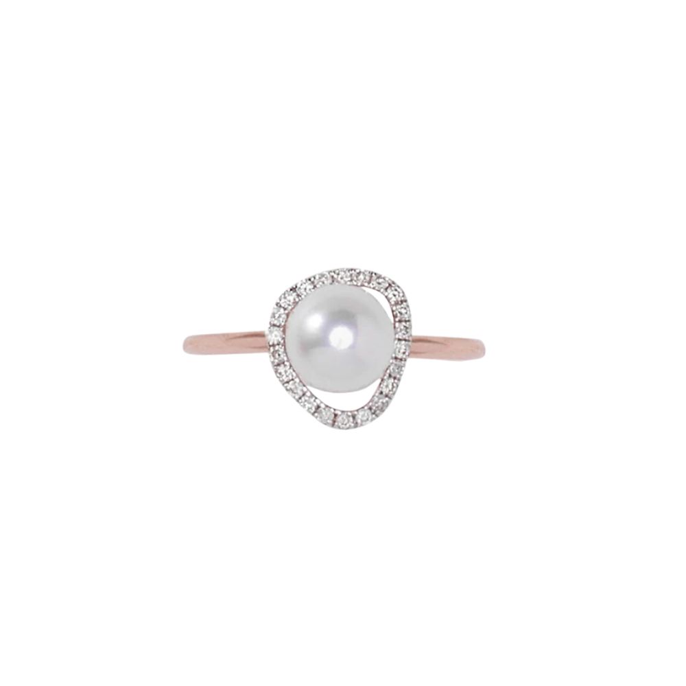 Anello Perla Akoya E Diamanti