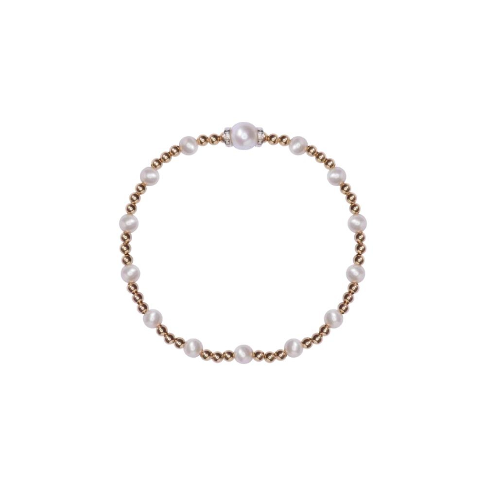 Bracciale Elastica Perle Bianche