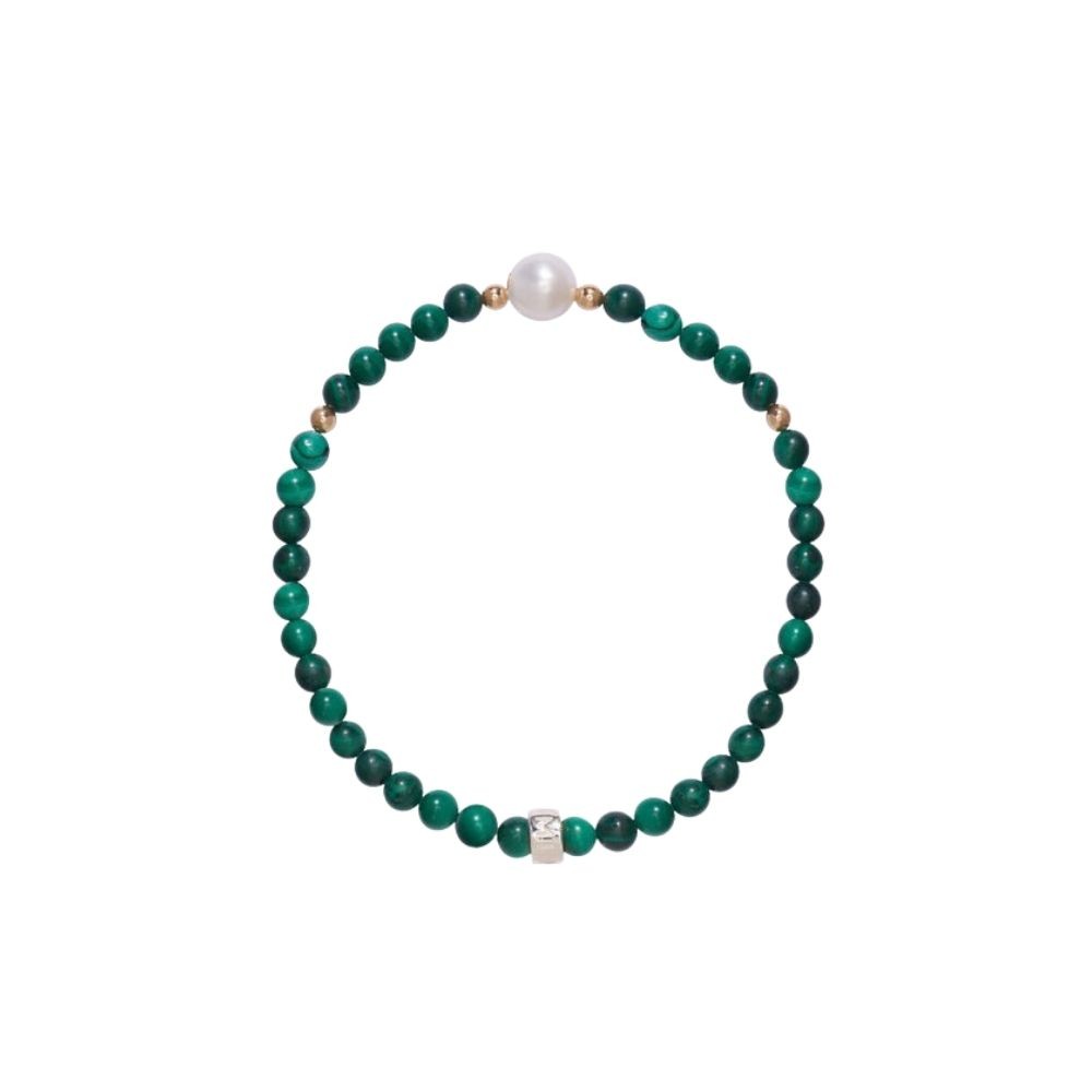 Bracciale Elastica Perle E Malachite