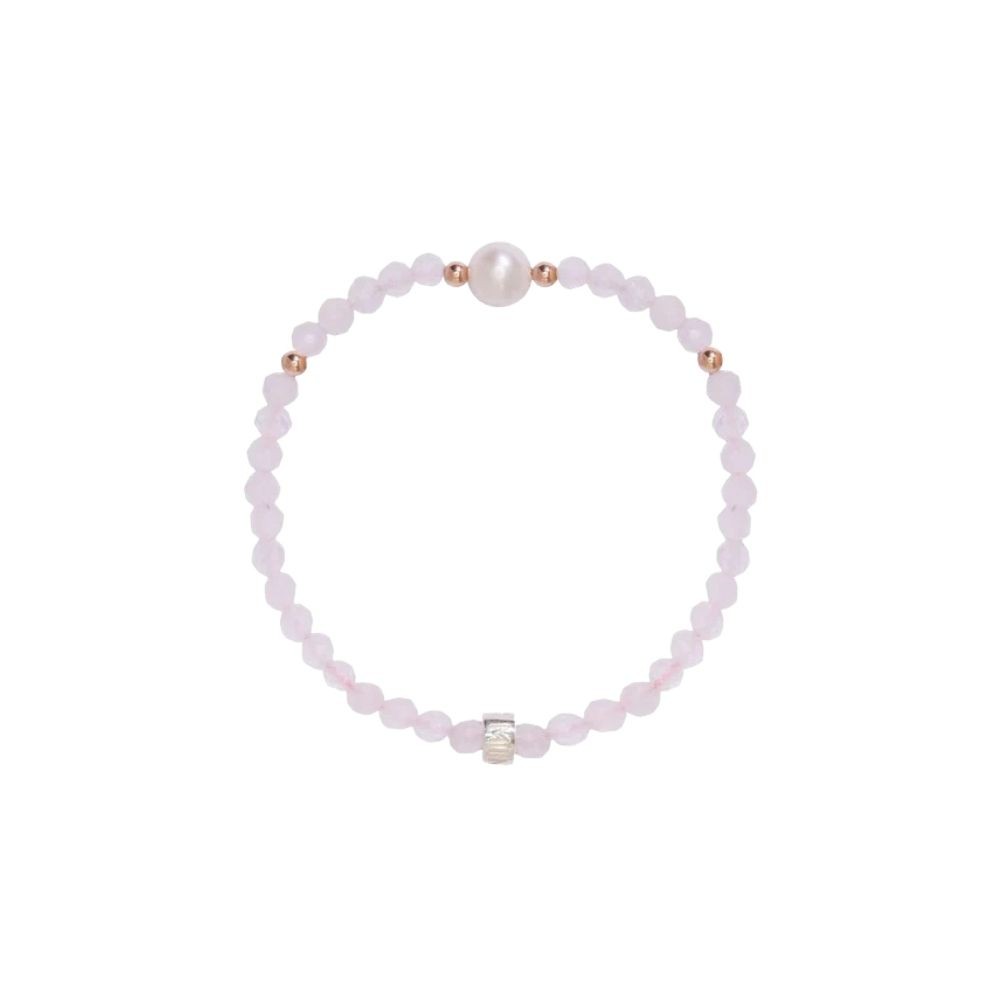 Bracciale Elastica Perle E Quarzo Rosa