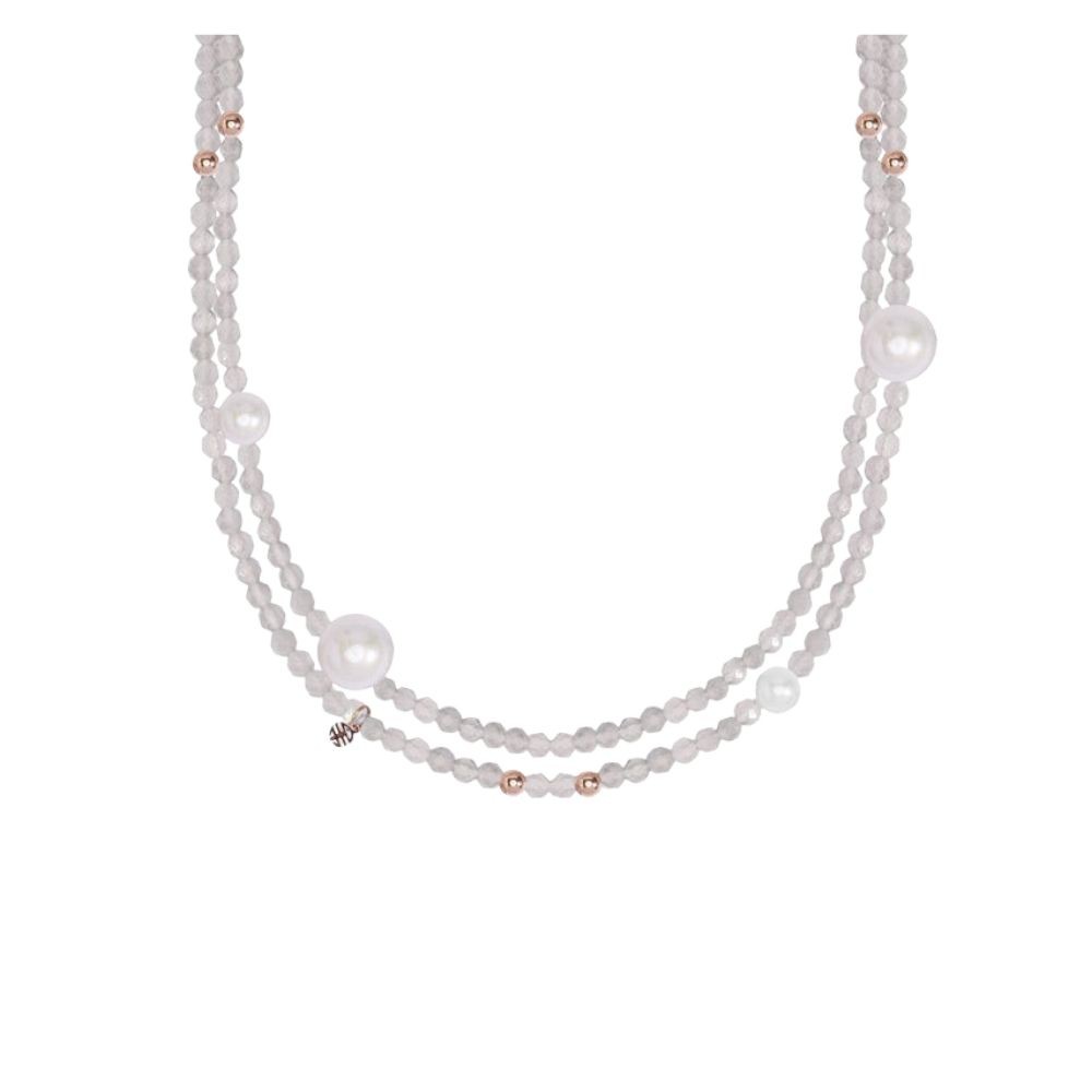 Collana Labradorite E Perle Bianche