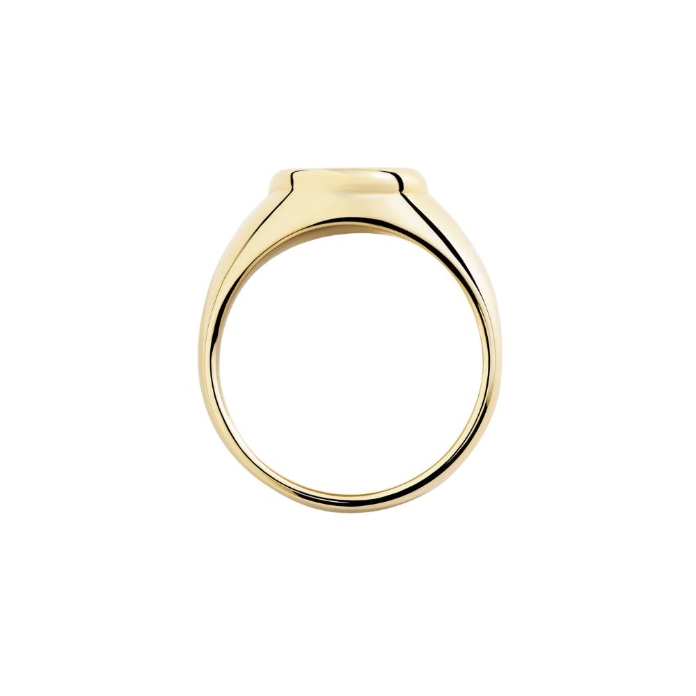 Anello Sigillo Oro Giallo E Diamante