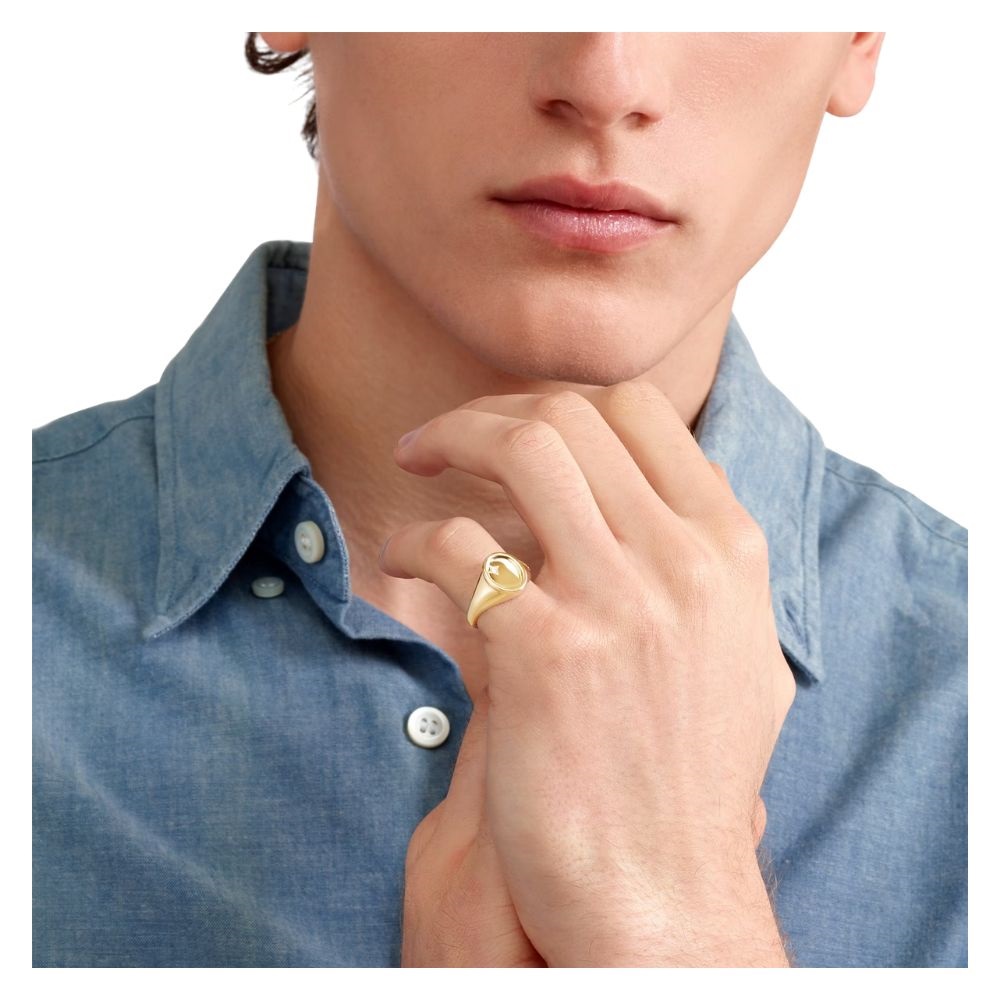 Anello Sigillo Oro Giallo E Diamante