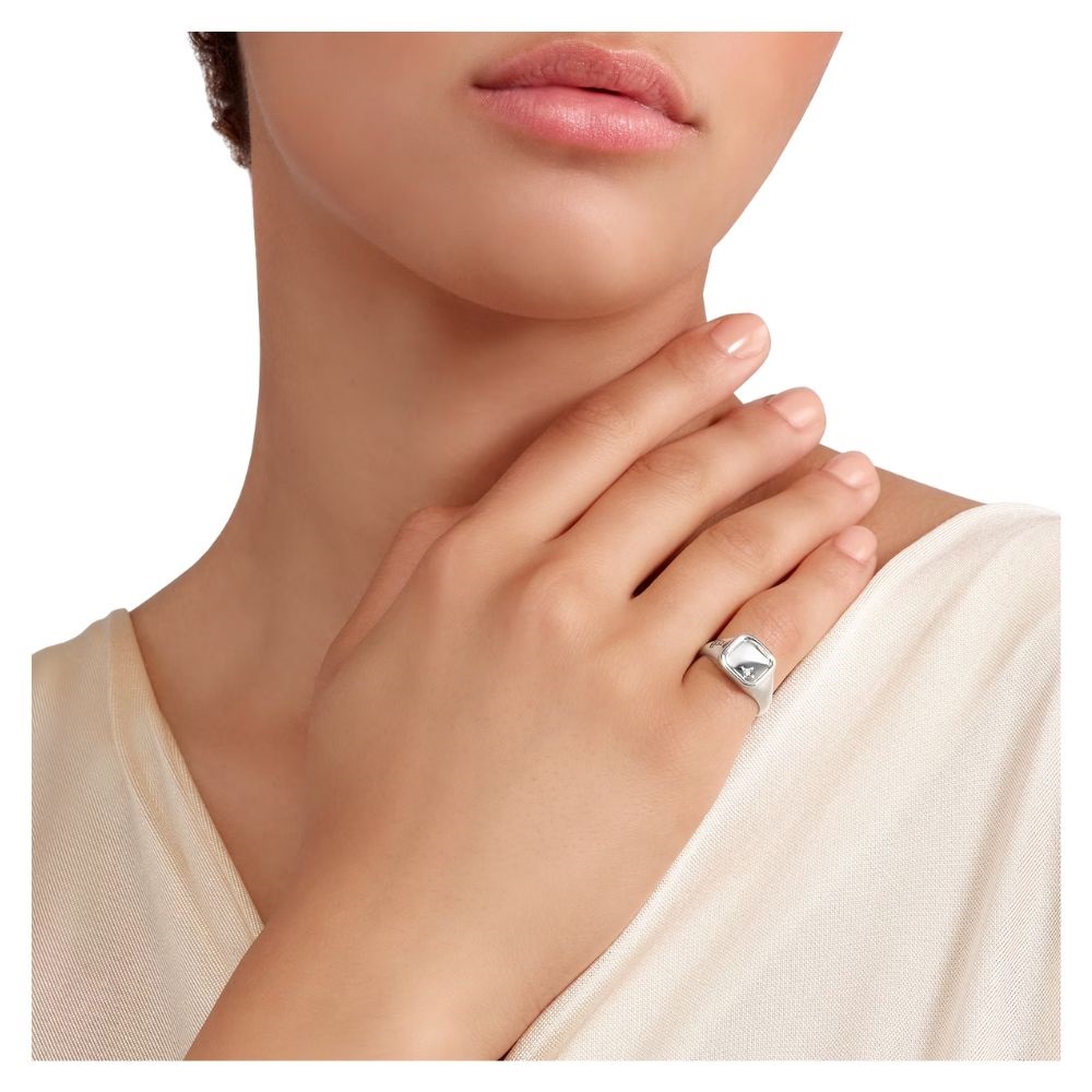 Anello Sigillo Argento E Diamante Bianco