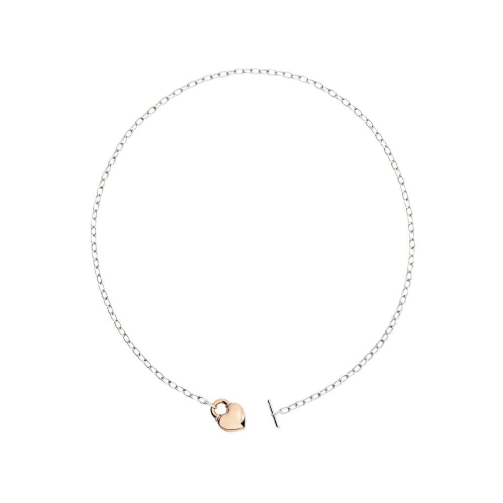 Collana Cuore Oro Rosa E Argento