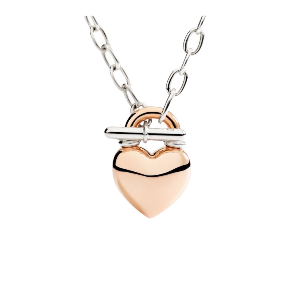 Collana Cuore Oro Rosa E Argento