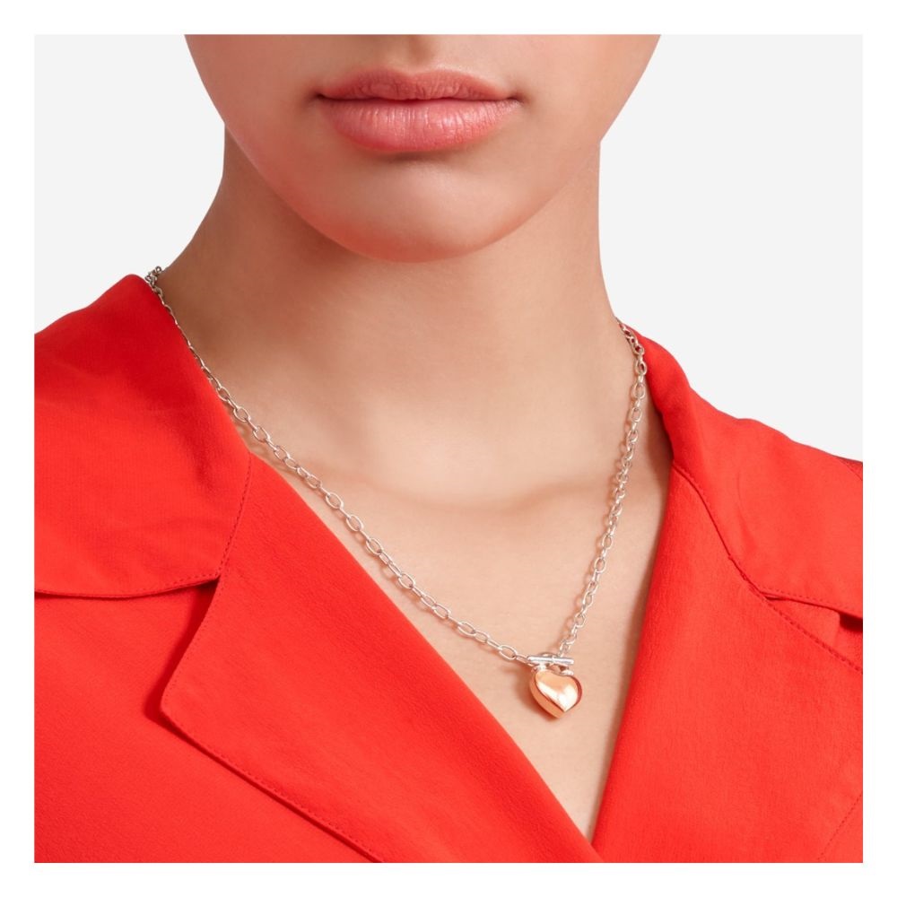 Collana Cuore Oro Rosa E Argento