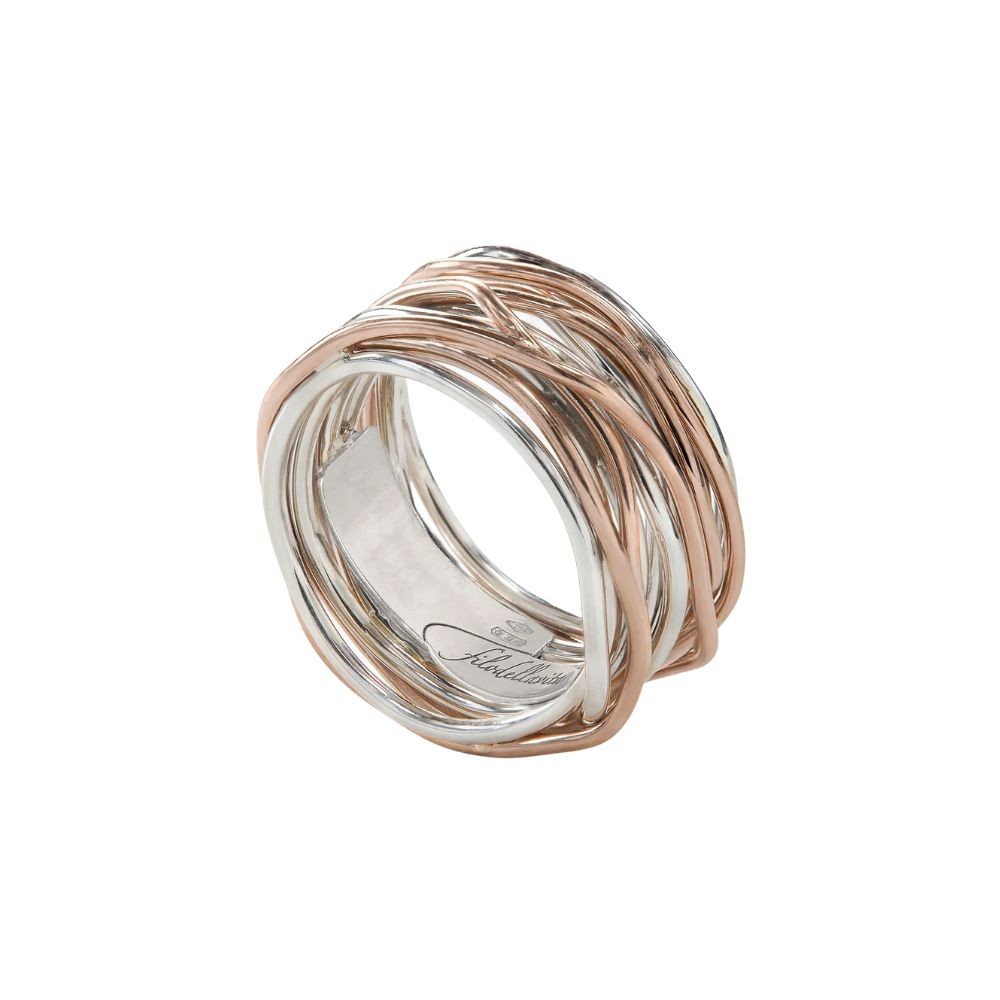 Anello Filodellavita Argento E Oro Rosa