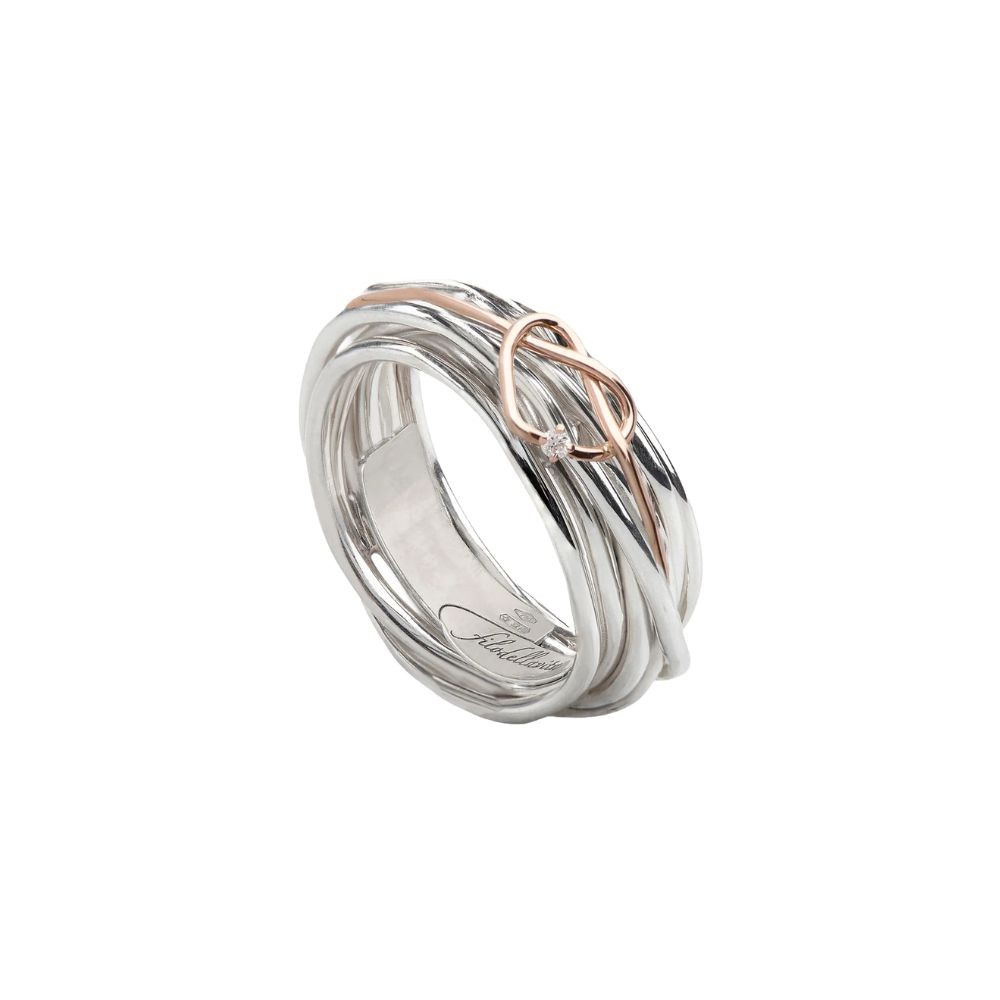 Anello Filodellavita Argento E Oro Rosa